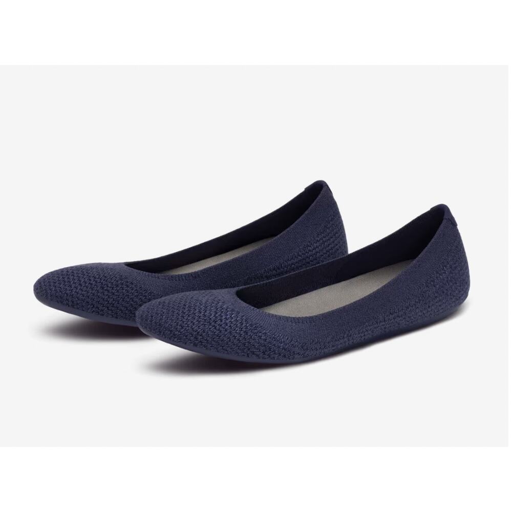 Allbirds Tree Breezers Navy Knit Round Toe Lightweight Ballet Flats Women's 8